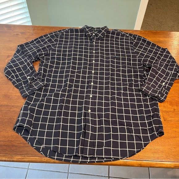 Ralph Lauren Big & Tall navy white button down mens shirt size XLT 100% cotton - Picture 1 of 9